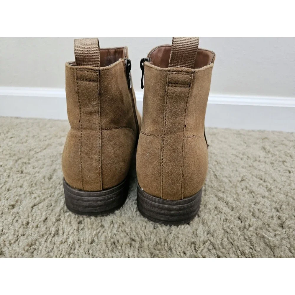 Jonsen Milan Mens 10M Tan Brown Suede Amy Side Zip Ankle Booties Shoes